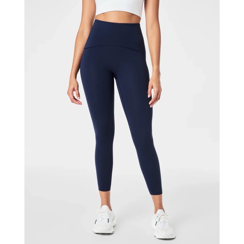 Spanx Navy Leggings Booty Boost Medium Sculpting Pull On Stretch Minimalist